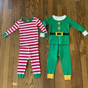 Hanna Andersson Festive Elf and Striped Pajama Set of Two 18-24 months